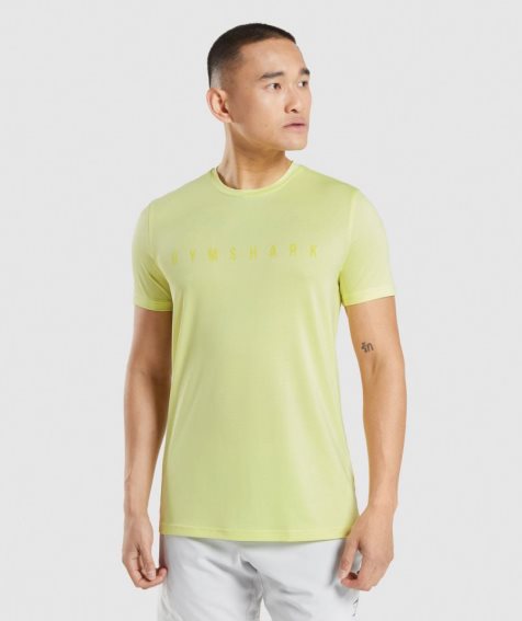 Men's Gymshark Sport Stripe T-Shirts Yellow | CA 30A685